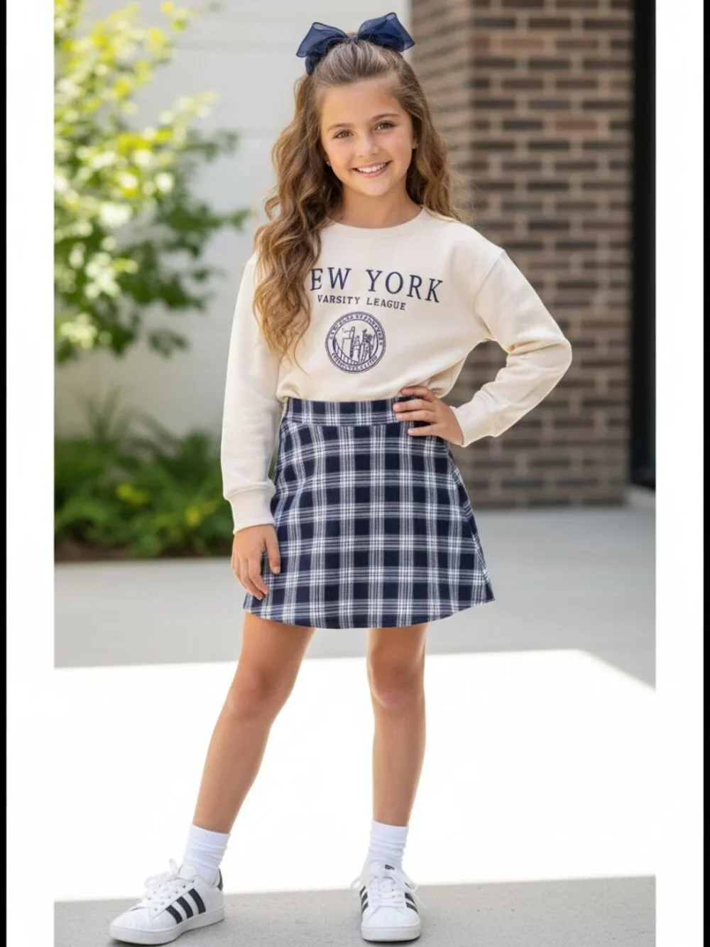 Tween Diva Girls Plaid Skort Set Size 12 EUC School Holiday Outfit